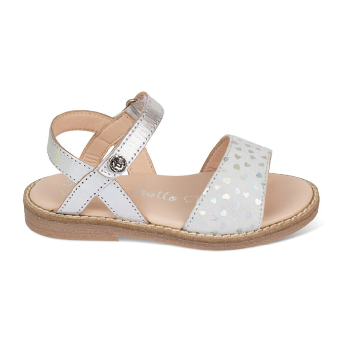 Sandalia Piel  Cabra. Velcro/Corazones
