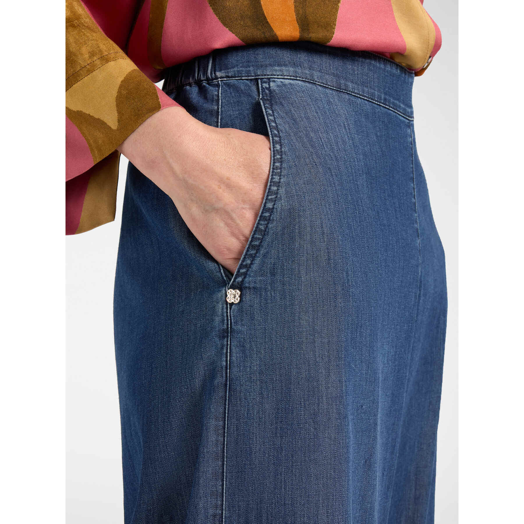 Elena Mirò - Jeans palazzo in Chambray washed - Blu