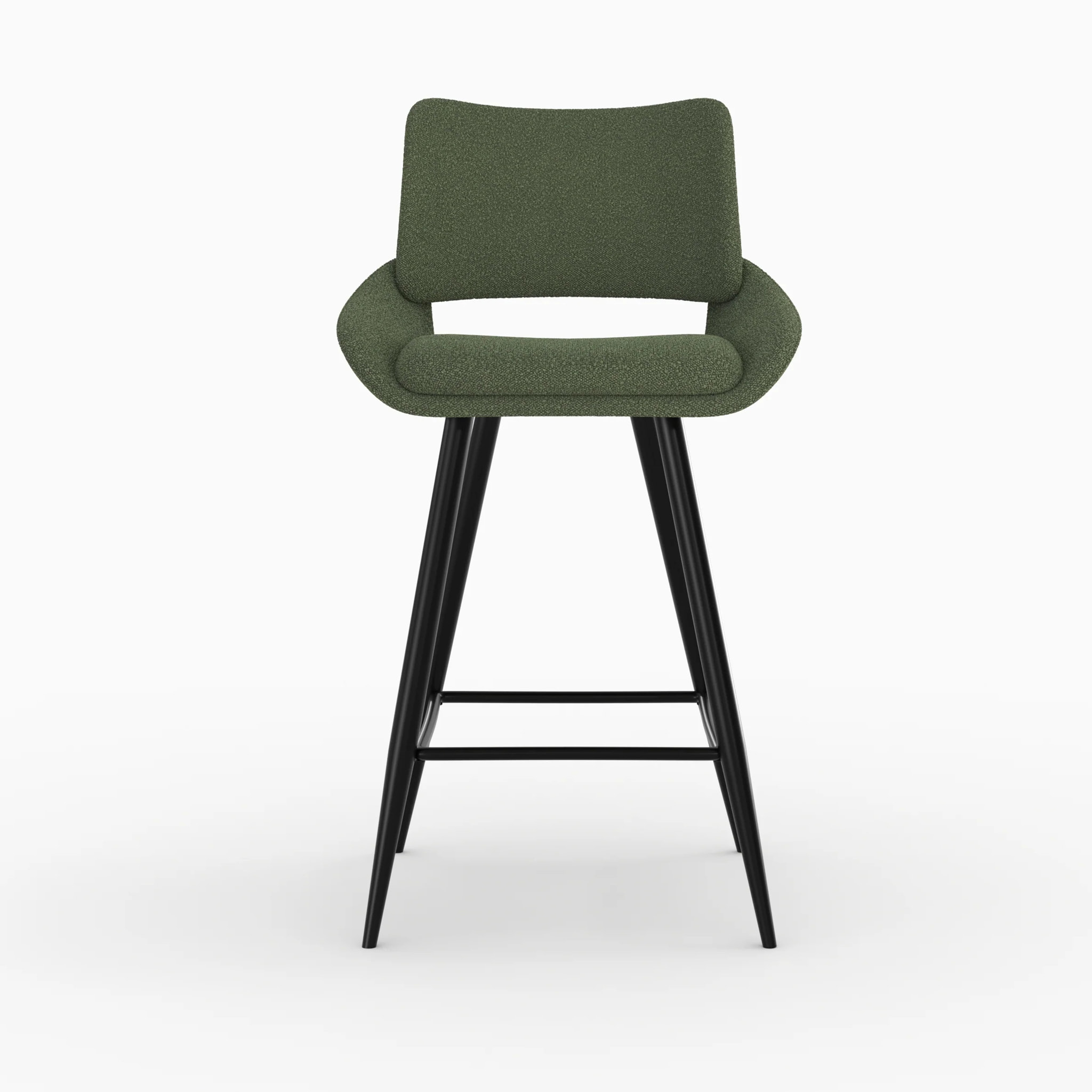 Lot de 2 chaises pour îlot central en tissu bouclé vert kaki 66 cm - Alfy