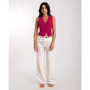 Chaleco de mujer crop con cierre cruzado y escote pico