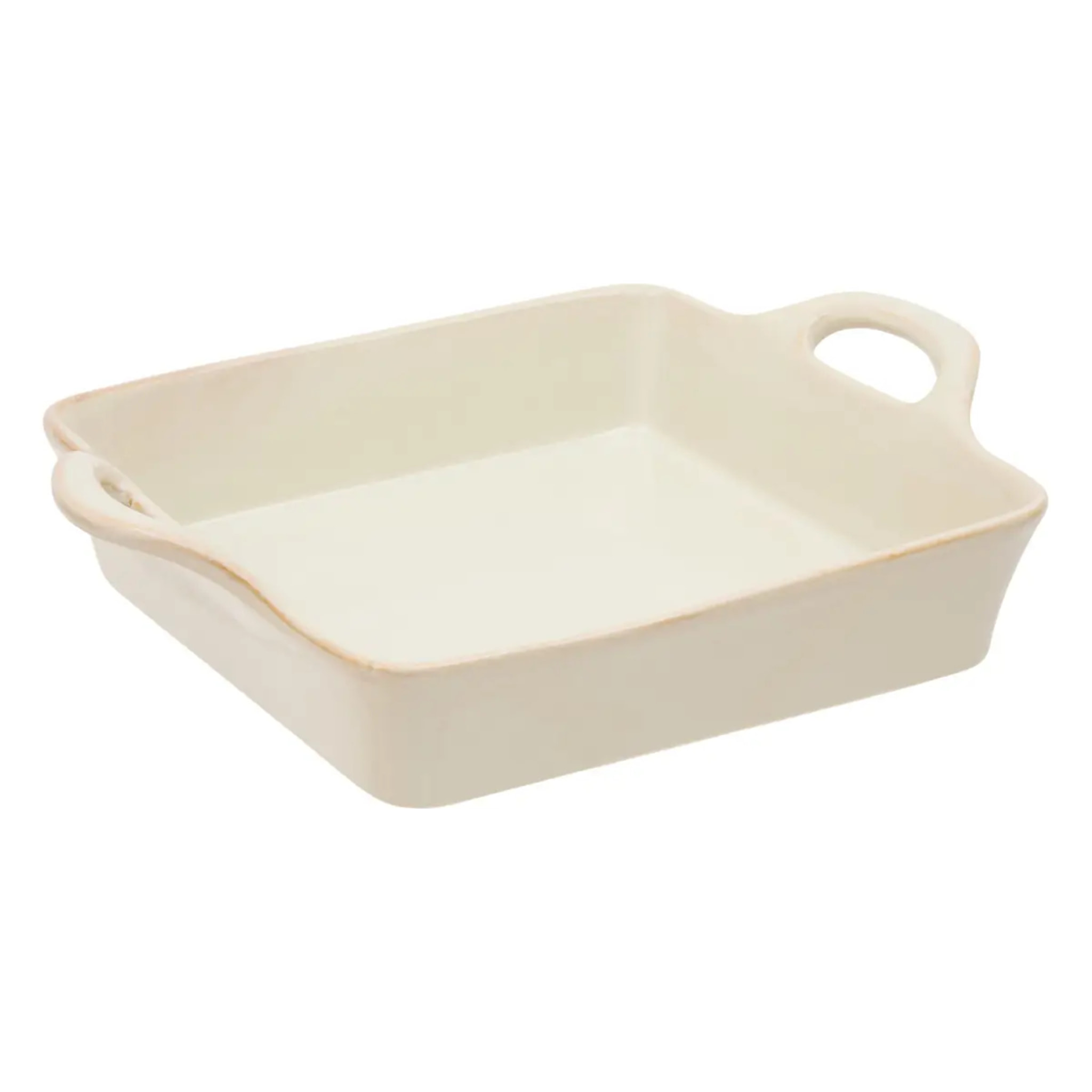 Plat carré en céramique Terre Inconnue 25x25cm beige