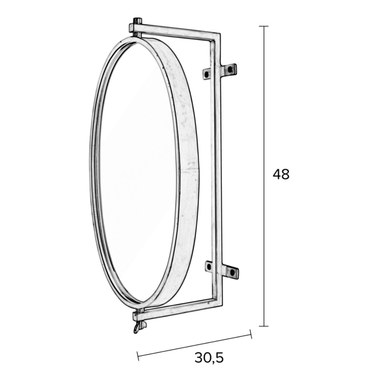 Lara - Miroir ovale en métal : Couleur - Noir.