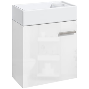 Mueble de Baño con Lavabo de Pared Lavabo con Mueble Puerta con Cierre Suave y Armario Mueble para Lavabo Moderno 40x23x50 cm Blanco Brillante