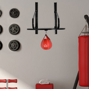 Pera de Boxeo con Soporte de Pared Punching Ball para Boxeo con Plataforma Ajustable en Altura Soporte Giratorio e Inflador 60x73x80 cm Rojo y Negro