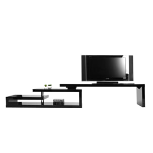 Meuble TV design laqué brillant noir pivotant L255 MAX V2