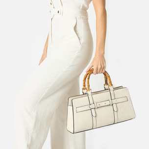 Borsa a mano donna panna stampa cocco