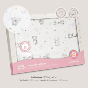 Triptico Minicuna Franela Modelo Koala Bco/Rosa