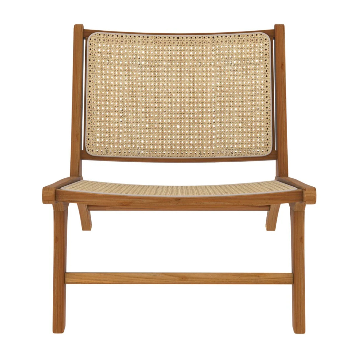 Fauteuil en teck et tressage cannage en rotin - Kilka