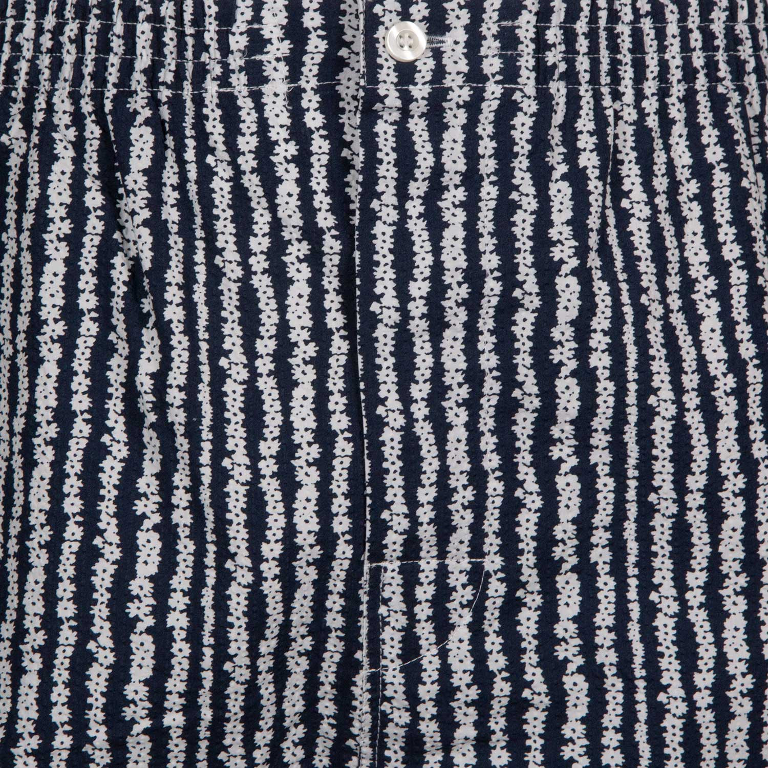 Pigiama leggero UOMO cotone blu riga fiori bianchi