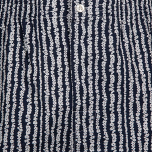 Pigiama leggero UOMO cotone blu riga fiori bianchi