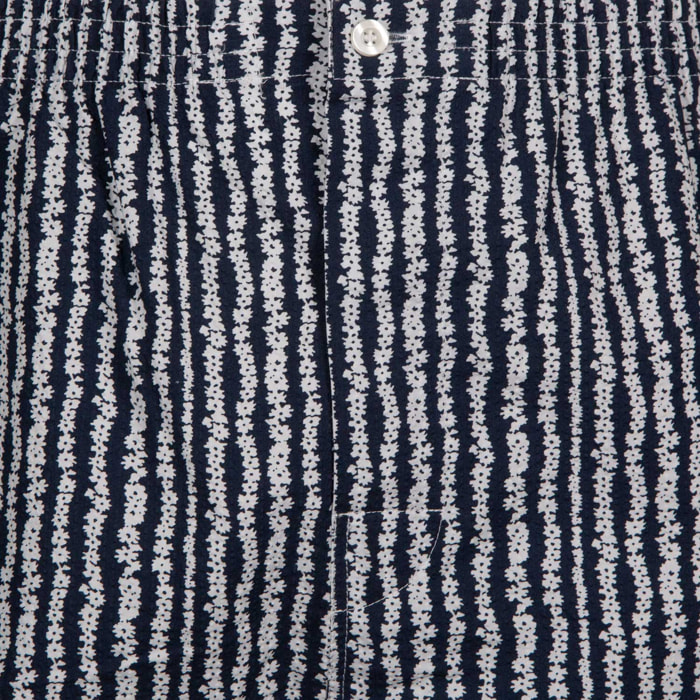 Pigiama leggero UOMO cotone blu riga fiori bianchi