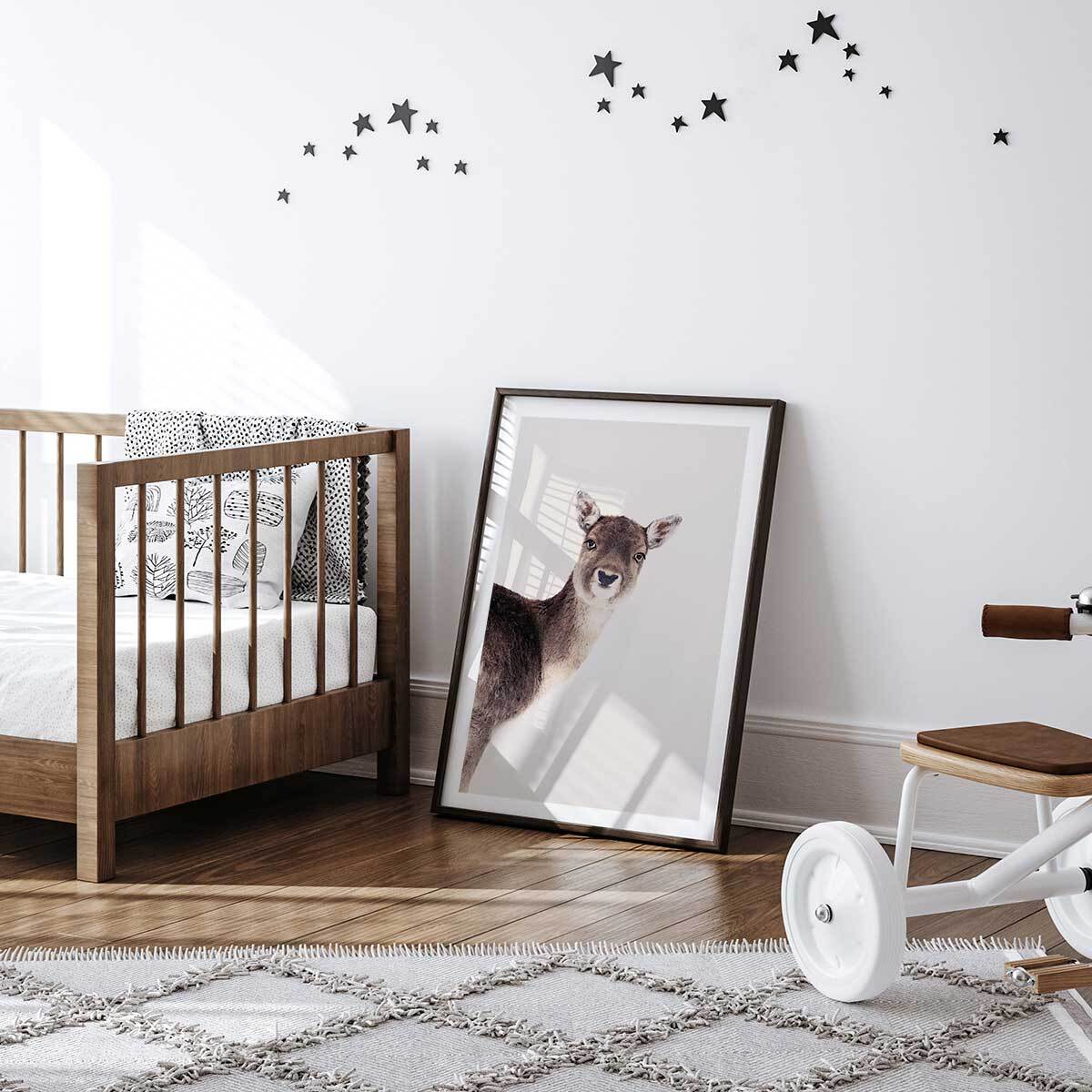 Affiche enfant biche  Affiche sous cadre noir