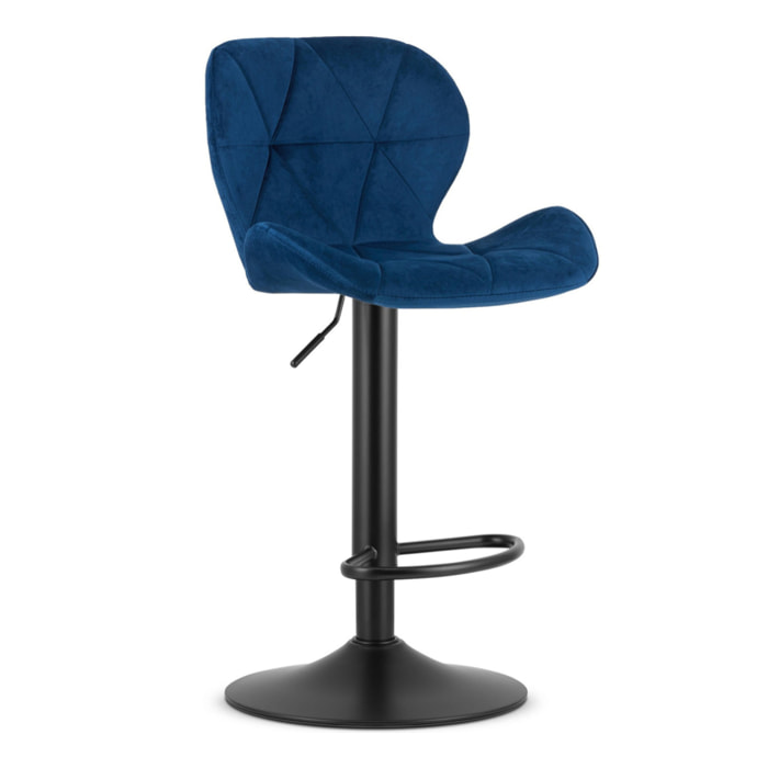 Set di 2 sgabelli alti West in velluto blu notte