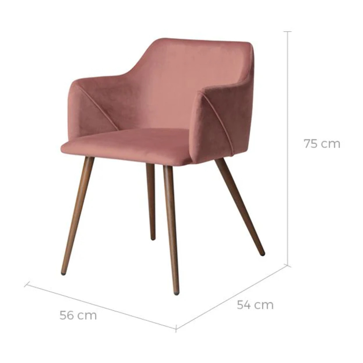 Lot de 2 chaises avec accoudoirs en velours rose - Daisy