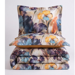 Parure housse de couette et taies oreiller 100% Satin de Coton imprimé