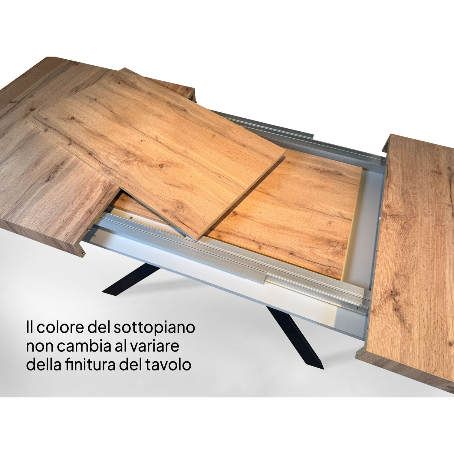 Mesa extensible 90x140/400 cm Paxon Fresno Blanco estructura Antracita