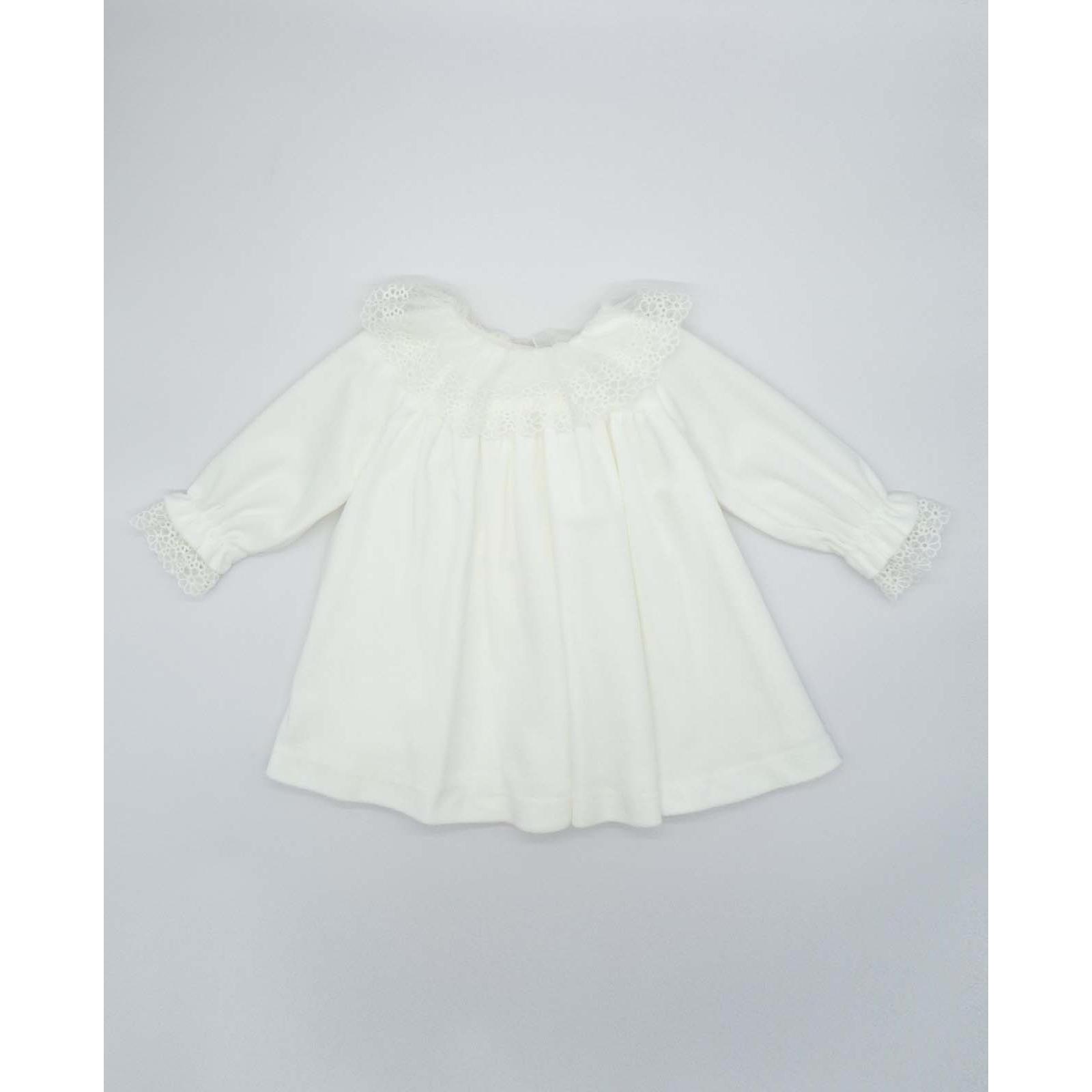 Vestido terciopelo con puntilla blanco