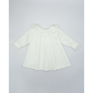 Vestido terciopelo con puntilla blanco