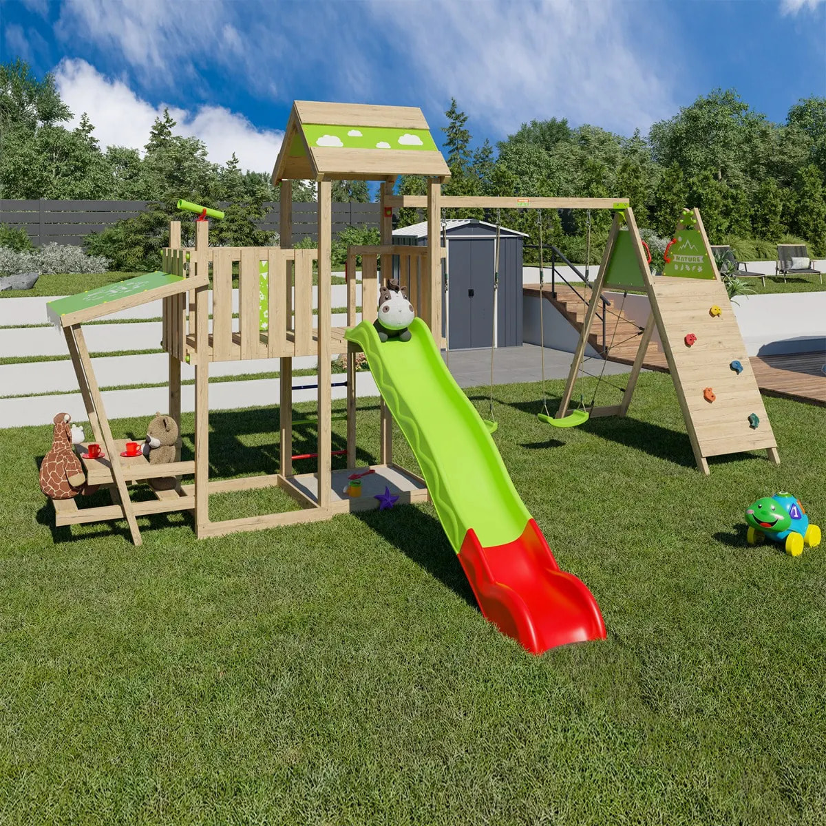 Aire de jeux bois 2,20 m ZESTY XPRESSION XL - 14 enfants