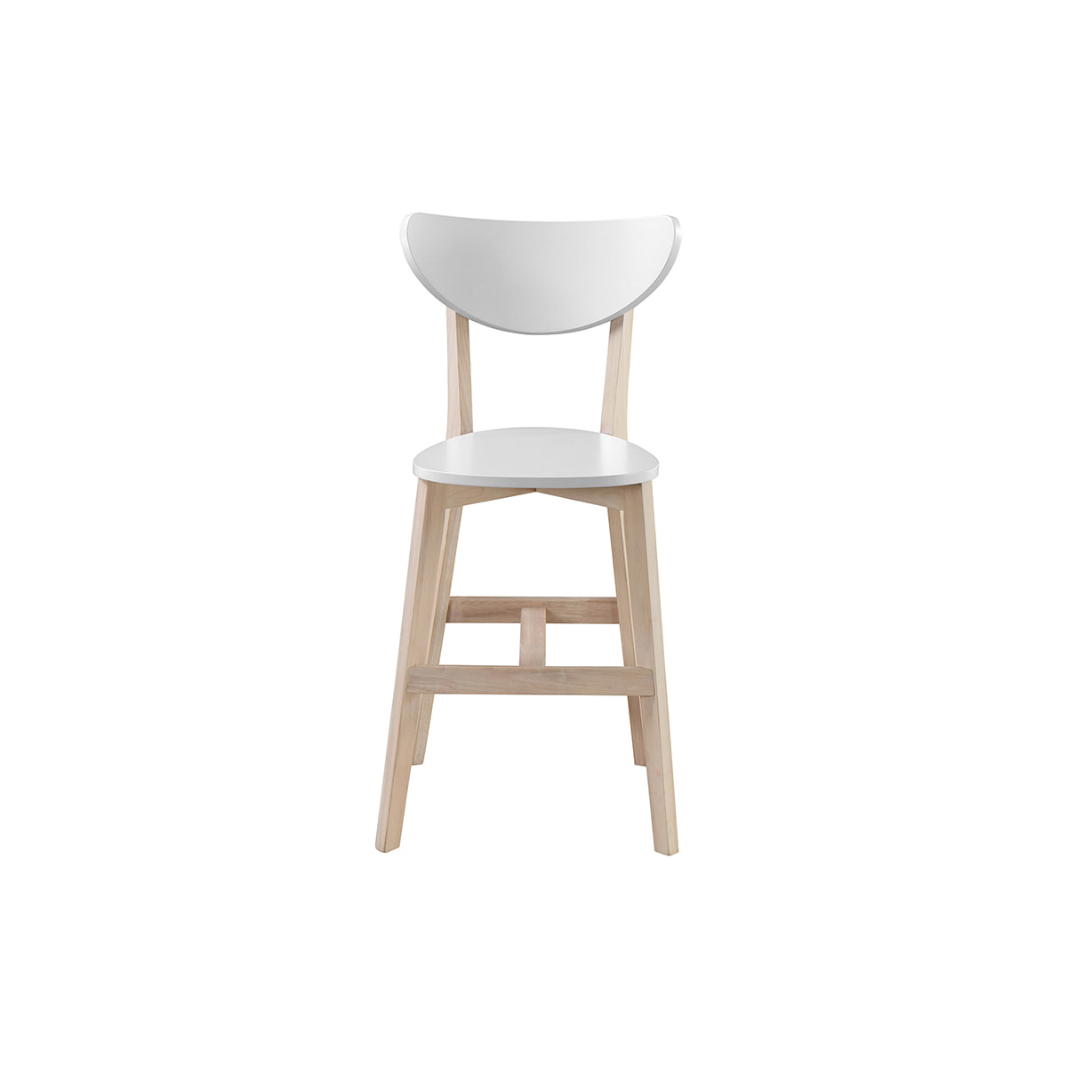 Tabourets de bar scandinaves blanc et bois H65 cm (lot de 2) LEENA