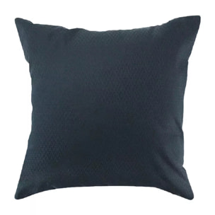 Taie d'oreiller satin de coton motif jacquard bleu Vibrato bleu nuit