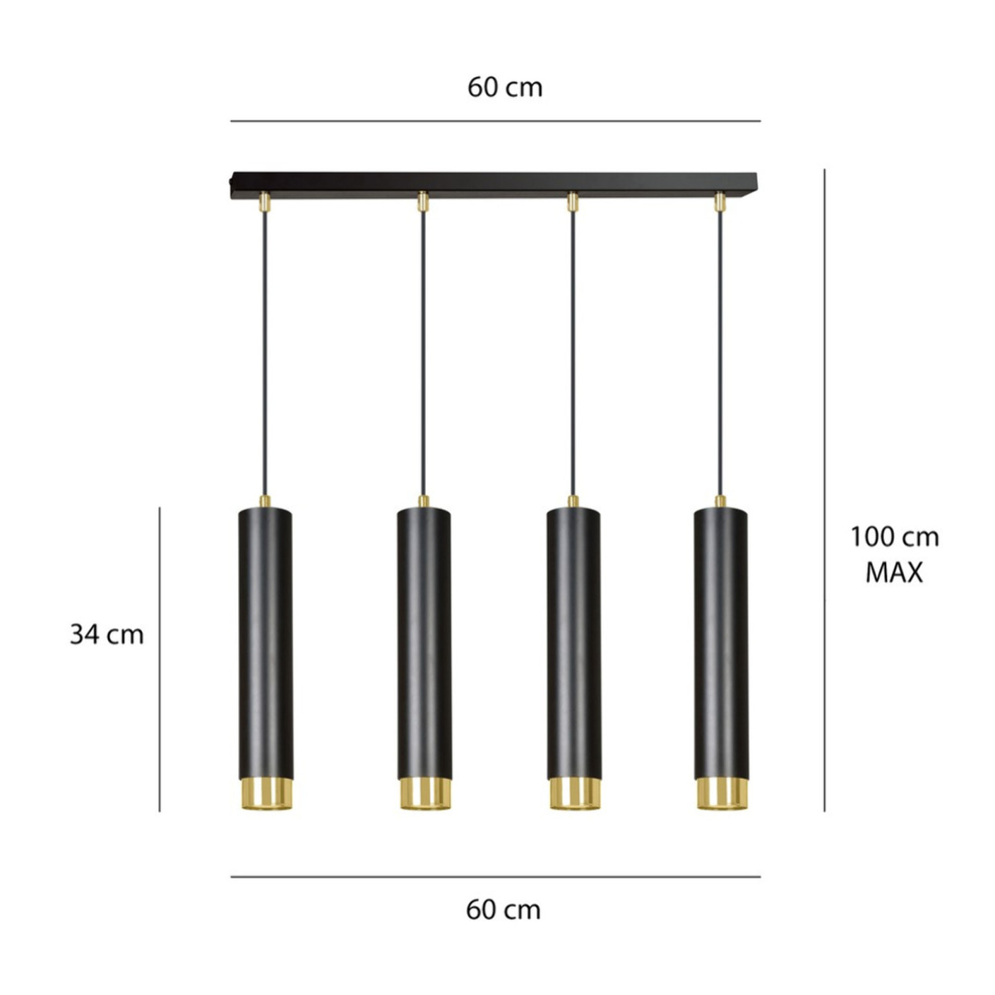 Lampada a sospensione KIBO in acciaio nero opaco e oro