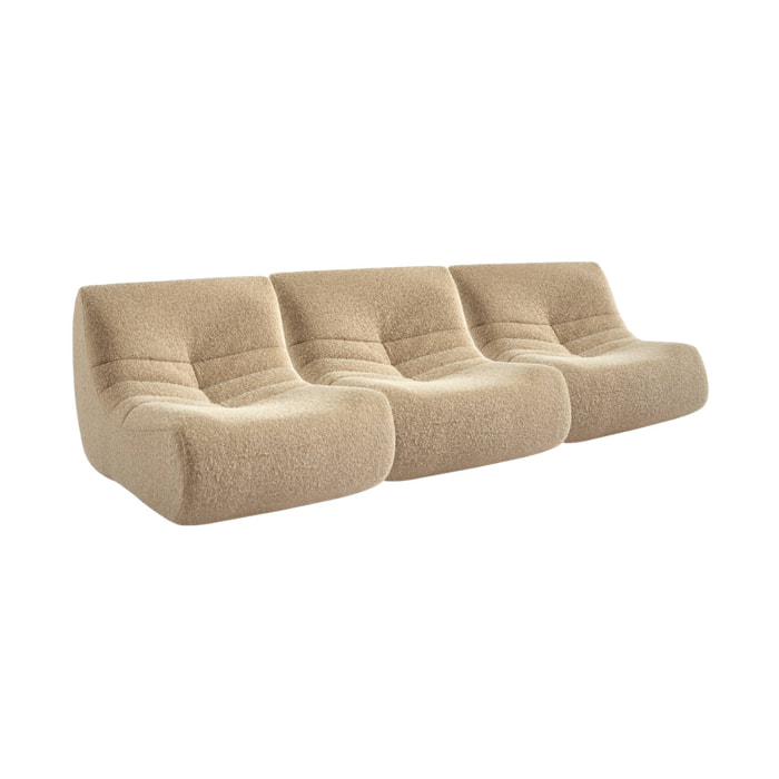 Chauffeuse tissu effet alpaca 3 places. beige. style contemporain. L 91 x P 105 x H 72cm