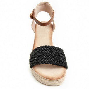 Sandalia de cuña - Negro - Altura: 7 cm