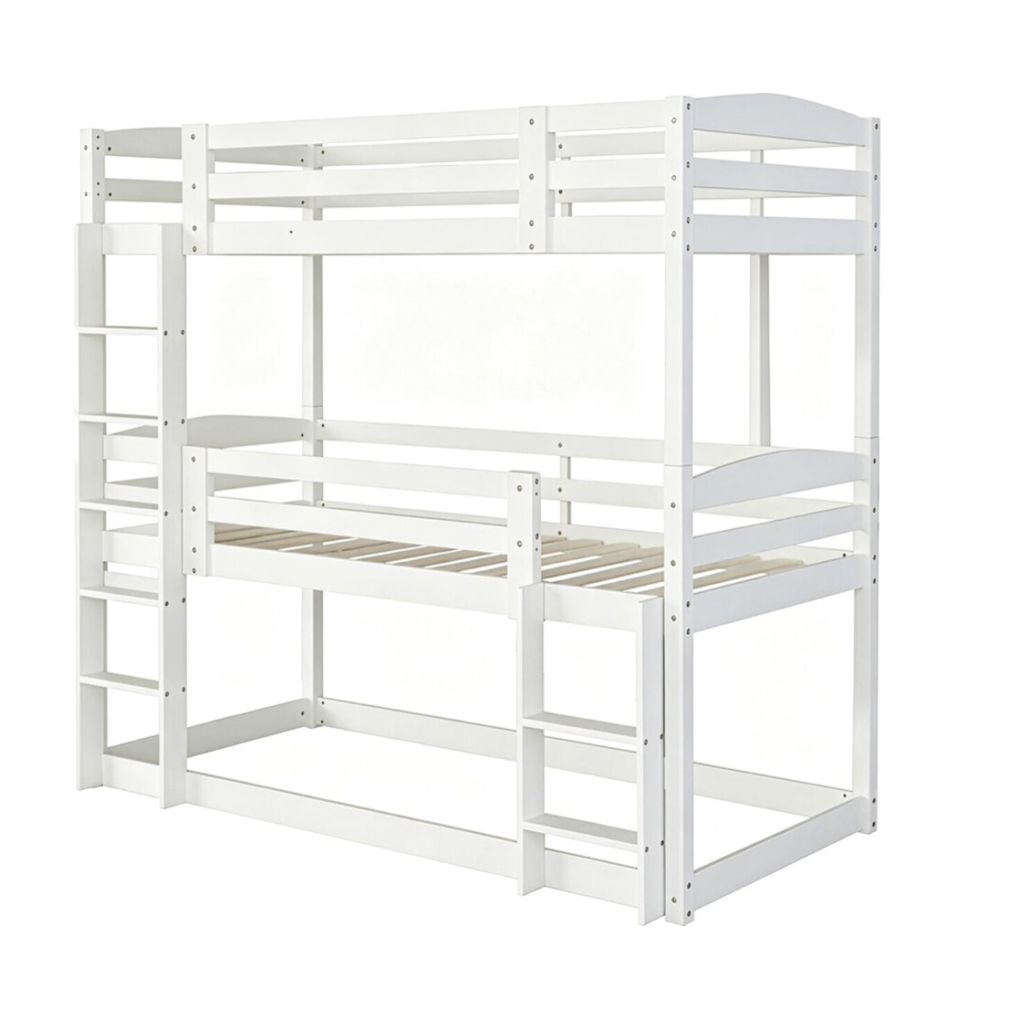 Lit superposé en bois avec escalier "Sephora" - 90 x 190 cm - Blanc