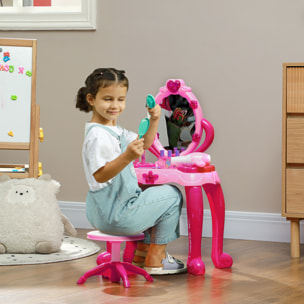 Ensemble coiffeuse tabouret enfant design - nombreux accessoires - effets lumineux sonores - rose