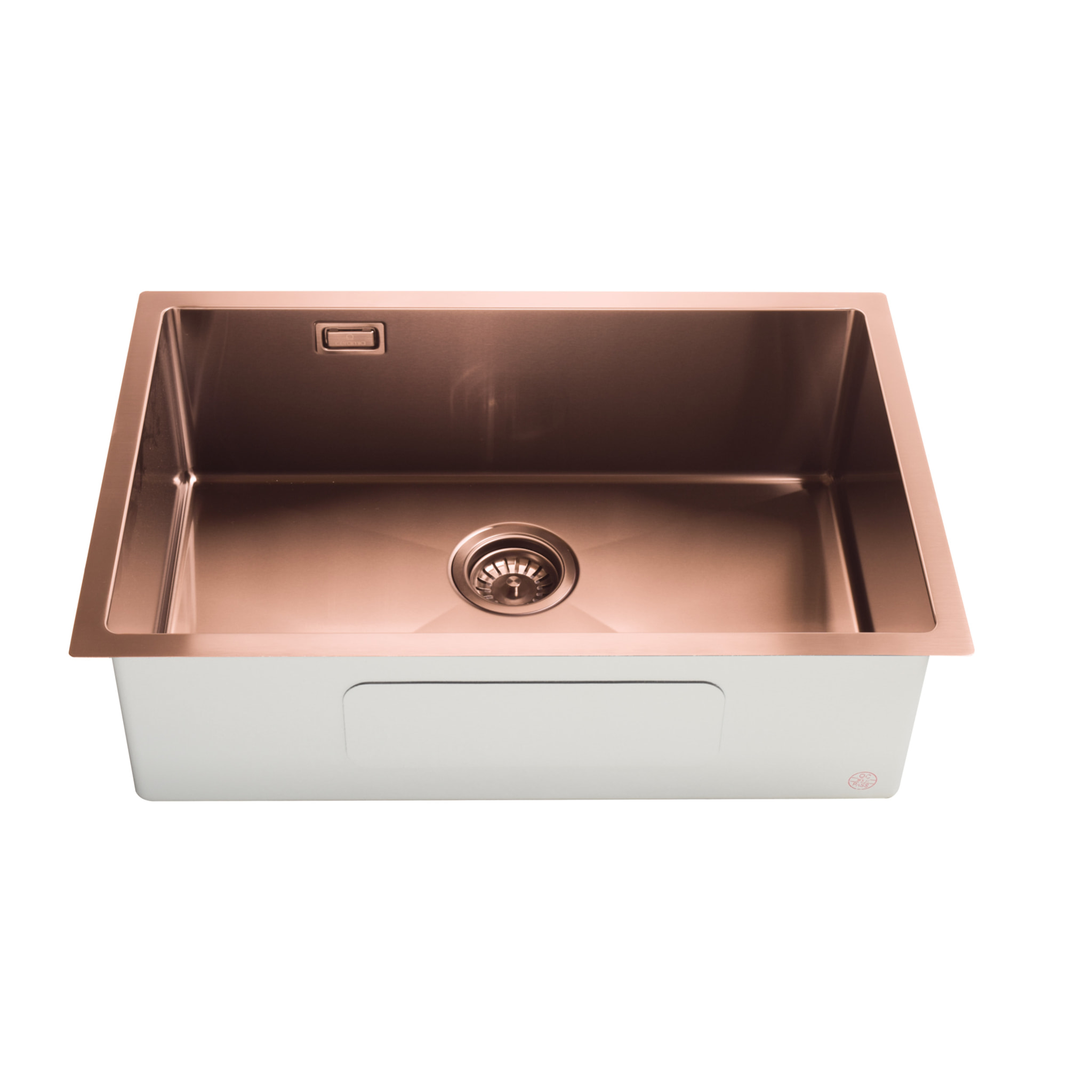 Timeless Évier de cuisine sous plan inox 304, 1 bac, 68x45x21 cm, Cuivre brossé PVD