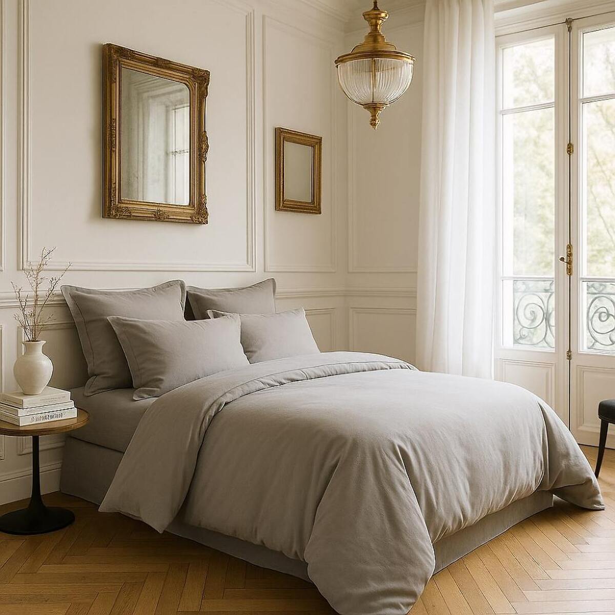 Housse De Couette 100% Satin de Coton lavé 105 Fils Rose