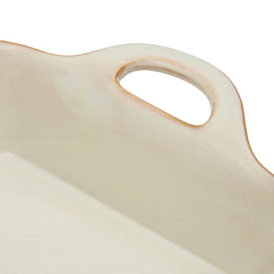 Plat rectangulaire en céramique Terre Inconnue 30x22cm beige