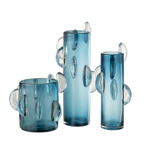 J-Line Vase Steggy Verre Bleu Large