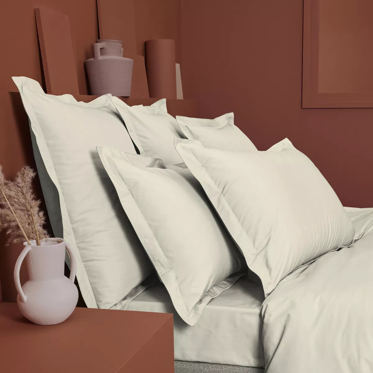Drap housse b30 percale de coton uni ecru La percale francaise blanc casse