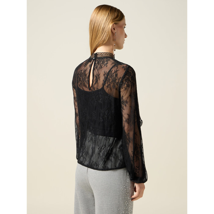 Oltre - Blusa in pizzo - Nero