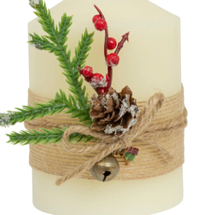 Bougie LED déco branche H.10cm blanc