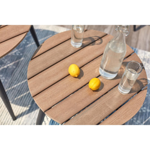 Salon de jardin 5 places en résine tressée effet rotin et noir REESE