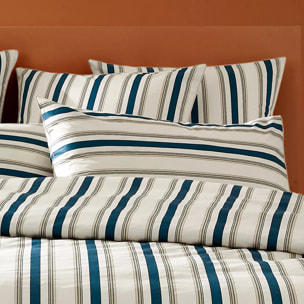 Lot de 2 taies satin de coton 115 g/m² imprimé beige marine Etretat marine