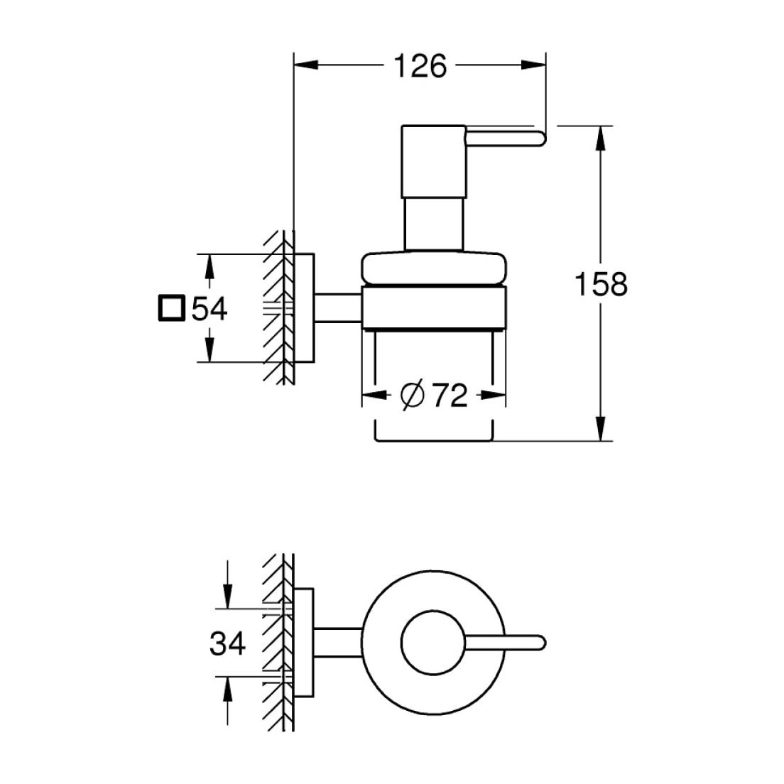 GROHE QuickFix - Start Cube - Distributeur de savon avec support - Finition Chromée (à visser ou à coller)