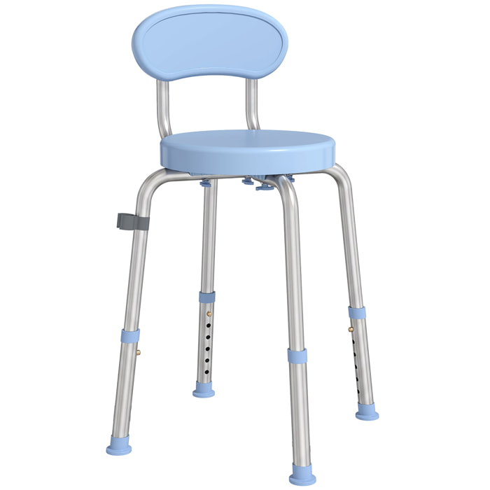 Tabouret de douche réglable pivotant alu PP bleu clair