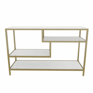 Mobile porta TV Dplizzar, Credenza da soggiorno, Armadio basso per TV, Base parete attrezzata, 120x39h75 cm, Oro e Bianco