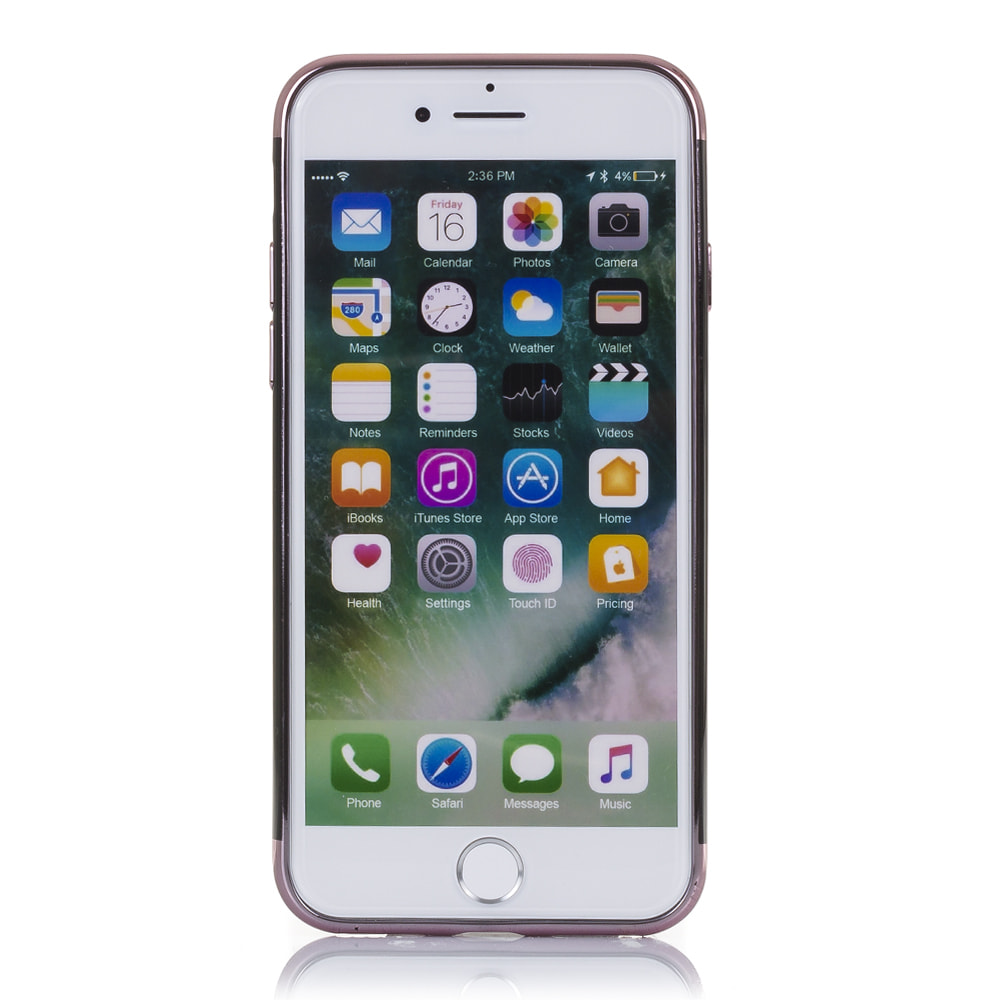 COPERTURA NERA LUCIDA CON BORDI METALLICI PER IPHONE 7