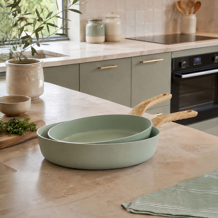 Batterie de cuisine 5 pièces en aluminium recyclé céladon - tous feux CELADON