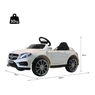 Voiture véhicule électrique enfant 6 V 3 Km/h max. télécommande effets sonores + lumineux Mercedes GLA AMG blanc