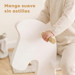 Caballito Balancín para Bebés, Caballo Balancín con Base de Madera, Diseño Clásico y Trabajo Artesanal Sólido, para Niños de 1-3 Años, Blanco