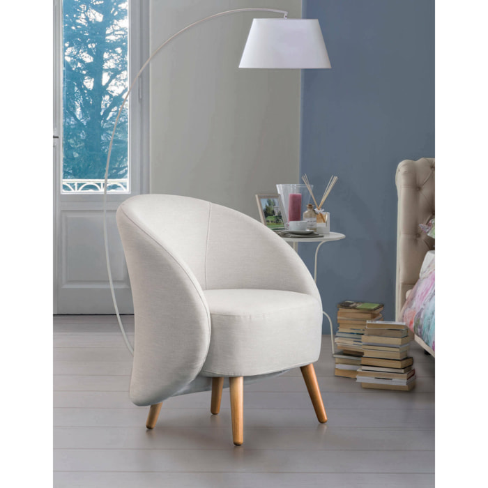 Poltrona Alla, Poltrona di design da salotto, 100% Made in Italy, Poltroncina relax in tessuto imbottito, Cm 70x60h80, Grigio