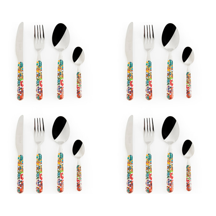 Set de 16 Couverts Excelsa Lisbona, acier inox, multicolores