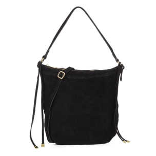 Acquacanina Bolso de hombro Mujer.Piel auténtica Gamuza