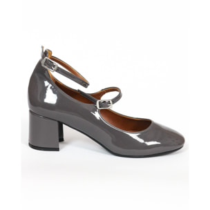 MARY JANE 2 CINTURINI CHOCOLA' GRIGIO